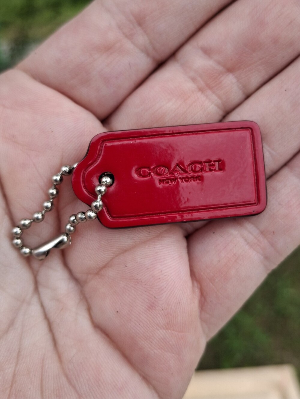 Coach Red Patent Leather 1.5 Inch Hang Tag Bag Swag Replacement Tag Keychain